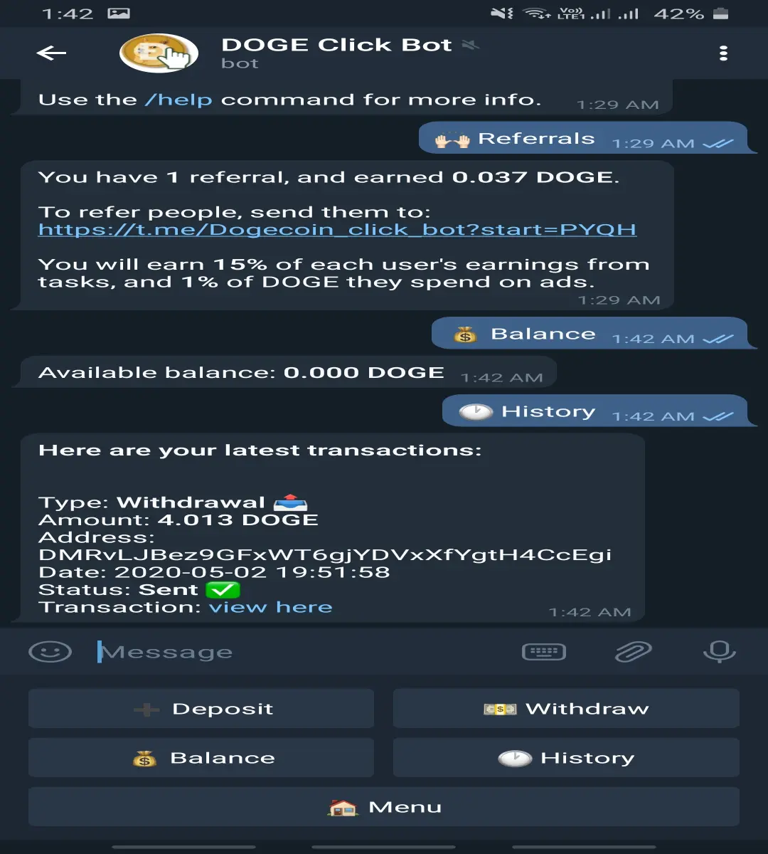 Bot withdrawal