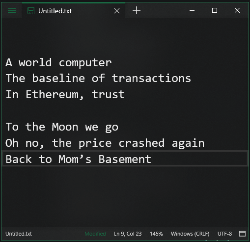 image of Notepads app with nice crypto haikus