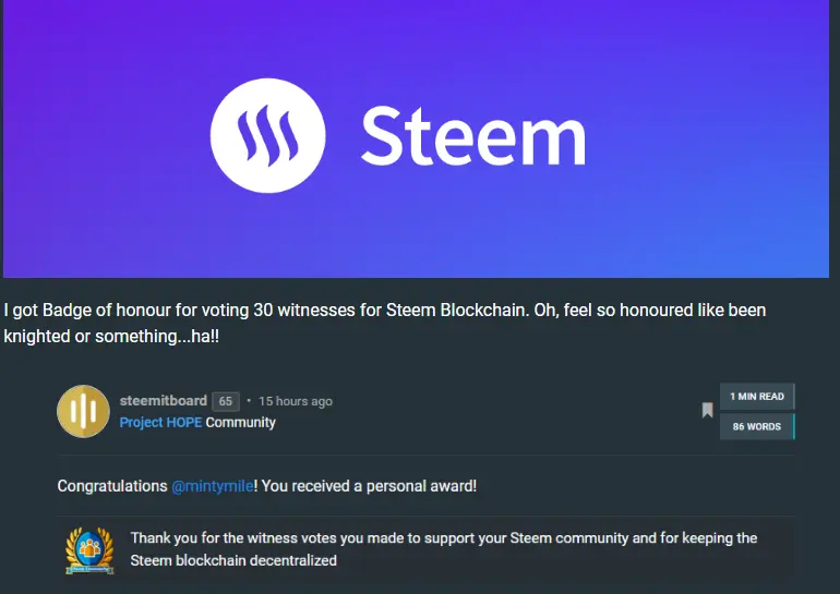 Steem blockchain community voting