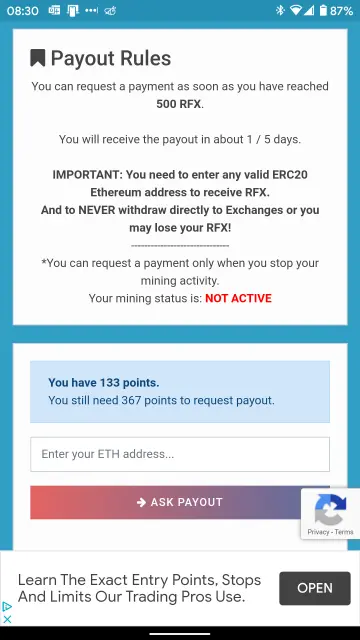 Payout tab