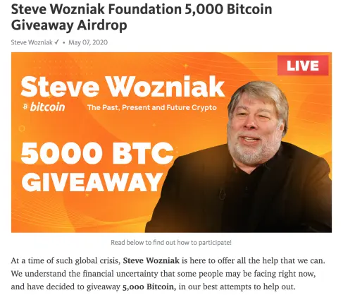 Fake btc giveway