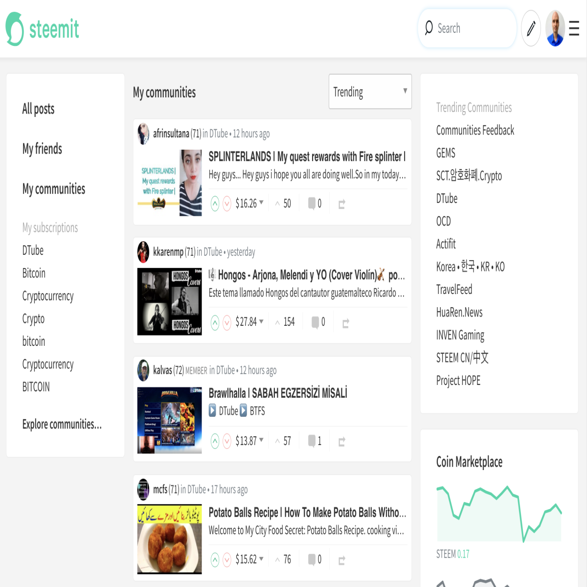 steemit blog homepage