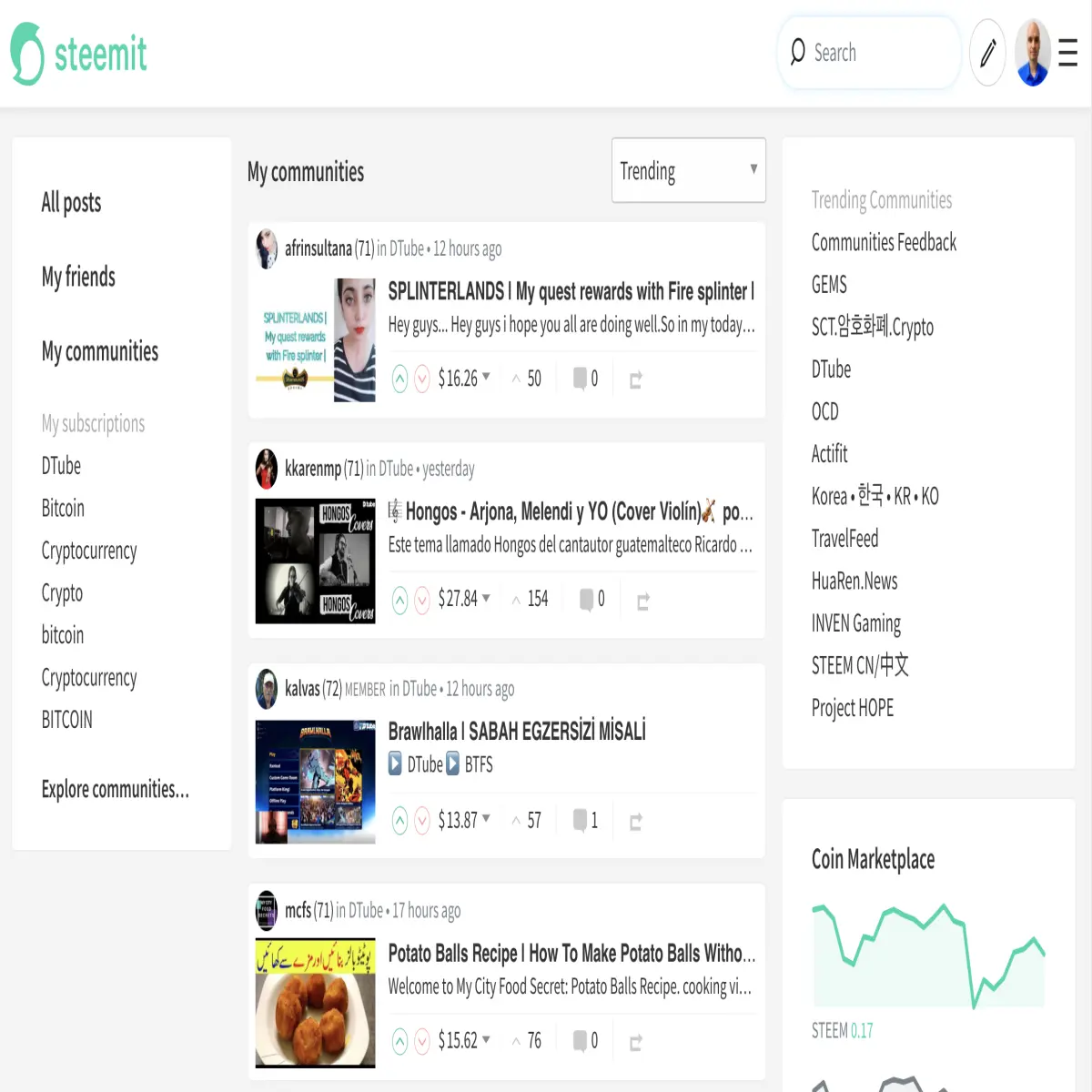 steemit blog homepage