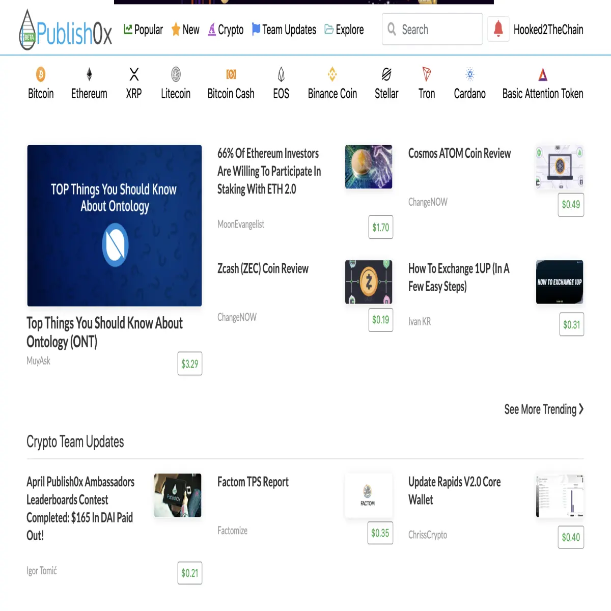 Publish0x homepage