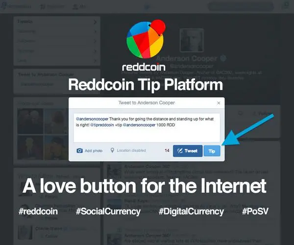 Reddcoin tip on Twitter