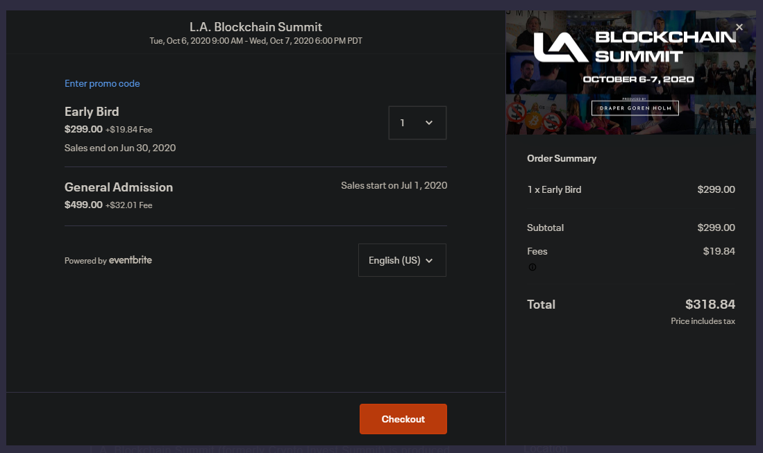 image of LA Blockchain Summit ticket price