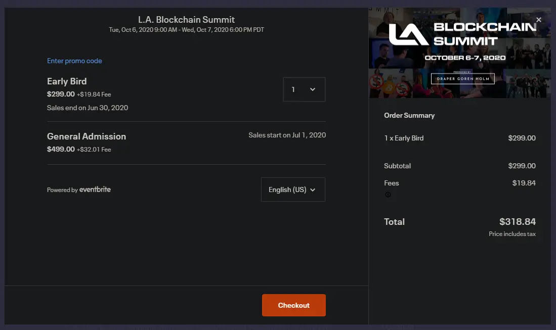 image of LA Blockchain Summit ticket price
