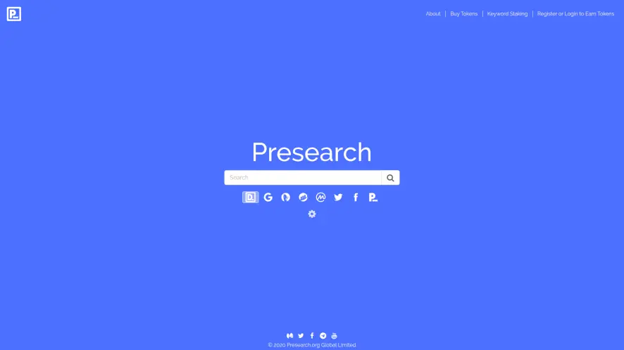 Interface of presearch.org
