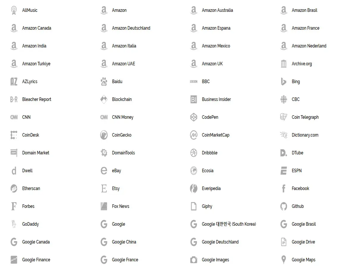 A snapshot of possible providers