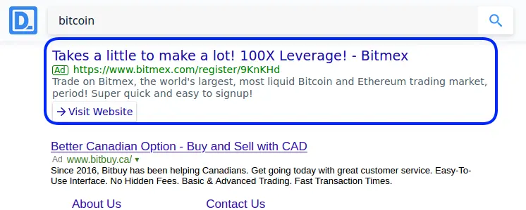 Presearch Bitcoin Ad