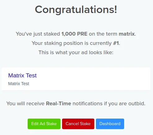 Presearch Matrix Success