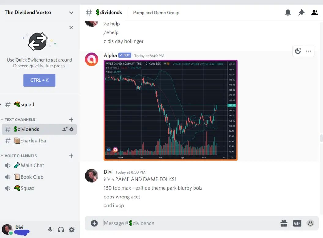 Disney Chart On The Dividend Vortex Discord