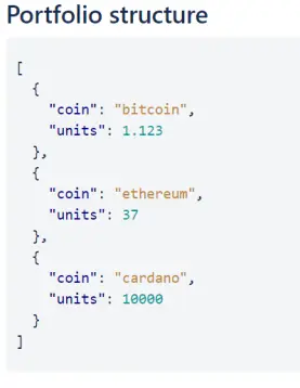 Portfolio in JSON