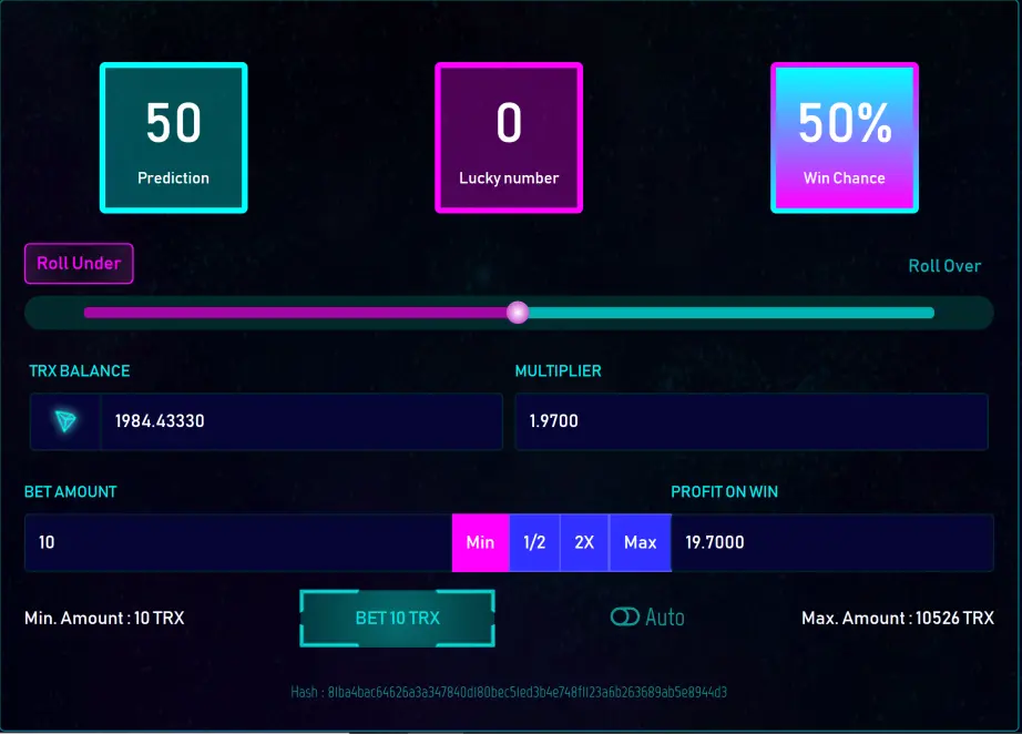 Crypcade Dice game