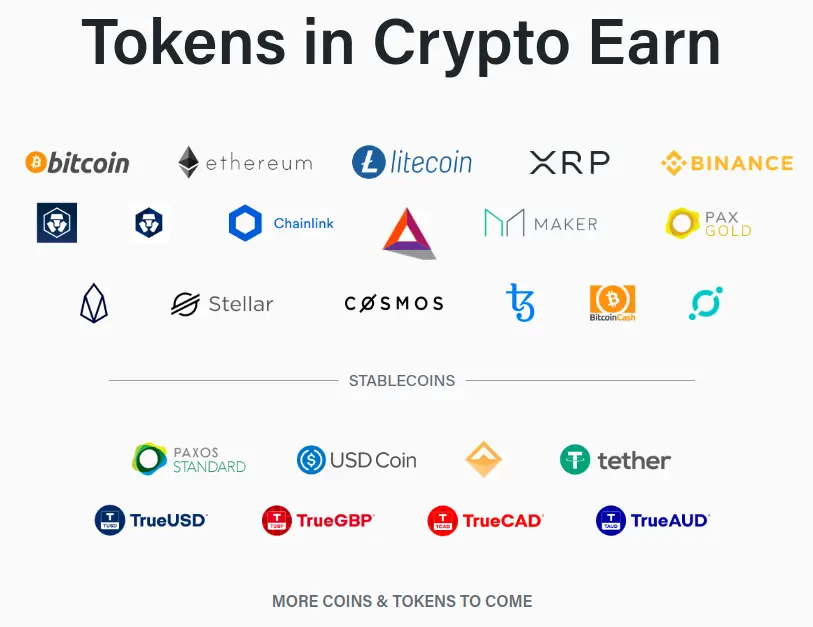 Tokens in Crpto Earn