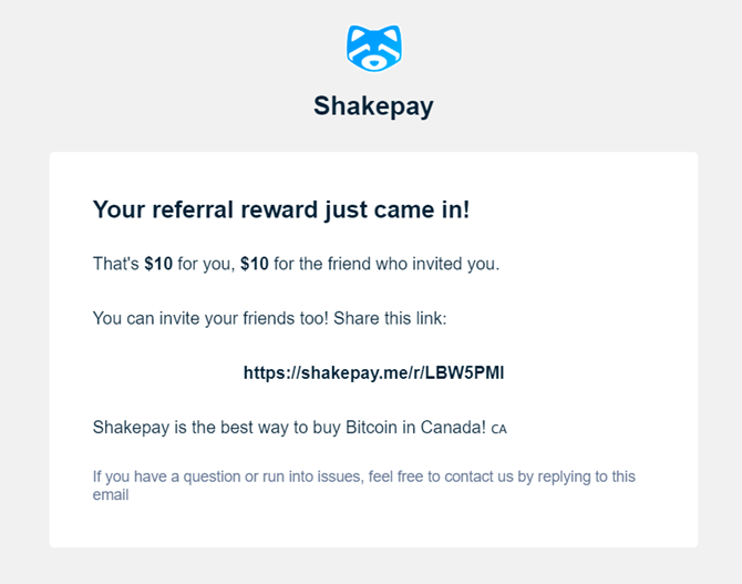 Shakepay Reward