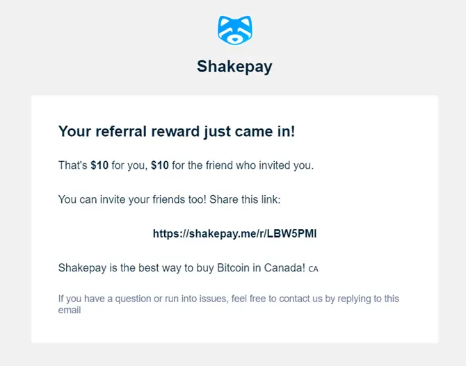 Shakepay Reward