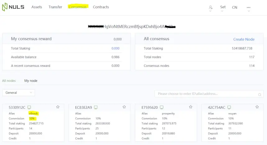 consensus staking NULS
