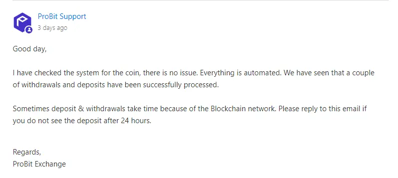 probit crypto exchange's awful support
