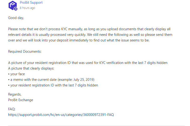 probit exchange awful support