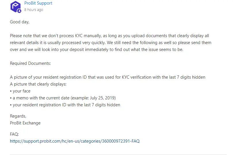 probit crypto exchange's awful support