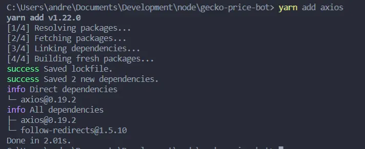 yarn add axios