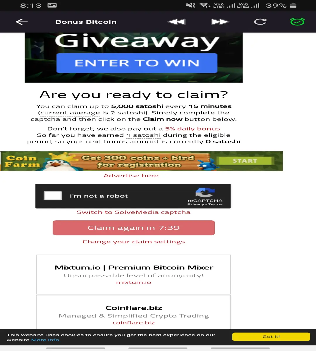 Bitcoin bonus