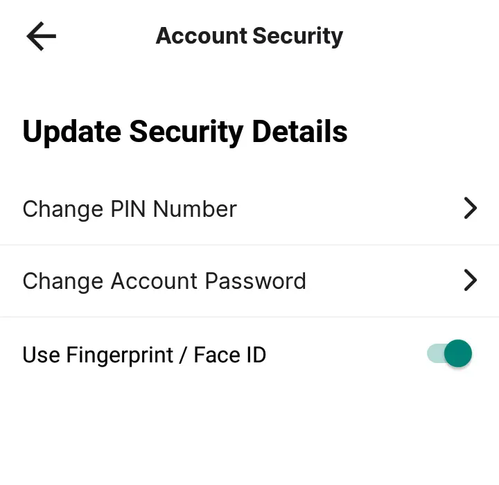 image of Account Security settings on Pintu