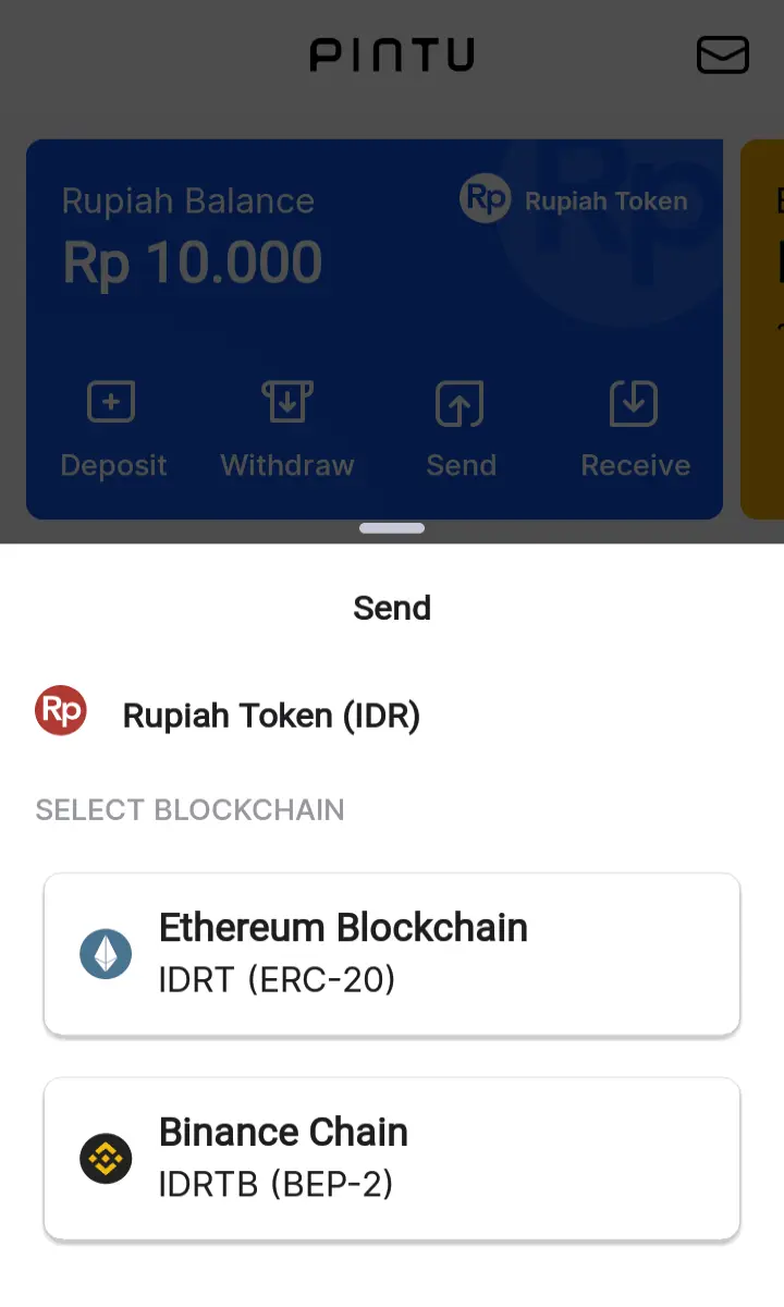 image of Pintu's crypto transfer UI