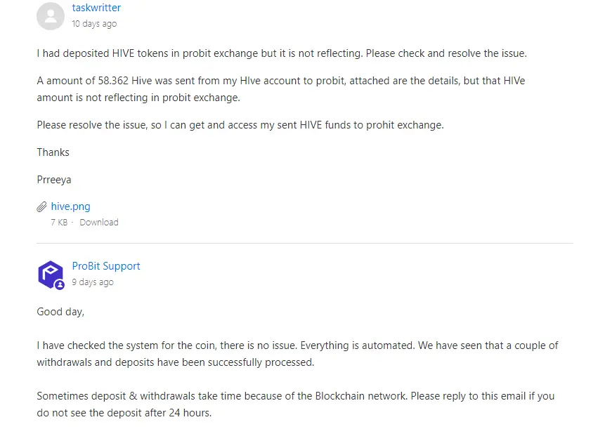 probit crypto exchange's awful support