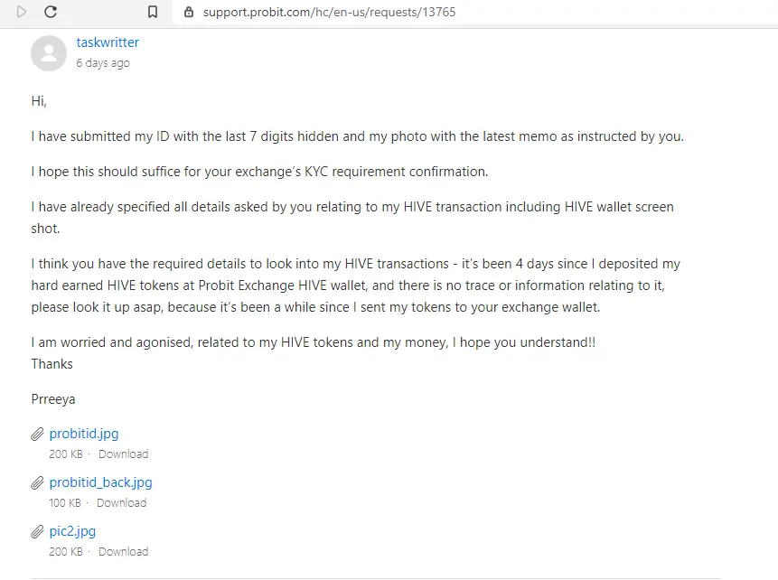 probit crypto exchange's awful support