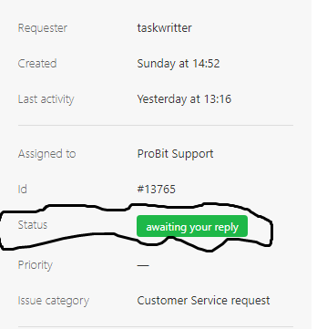 probit crypto exchange's awful support