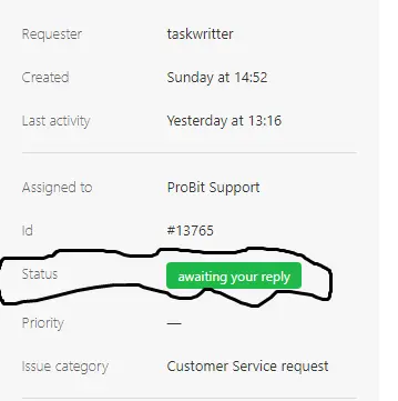 probit crypto exchange's awful support