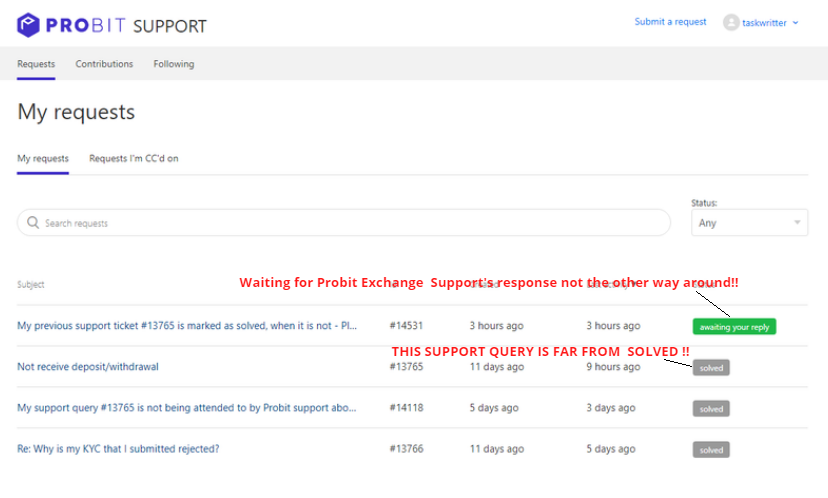 probit crypto exchange's awful support