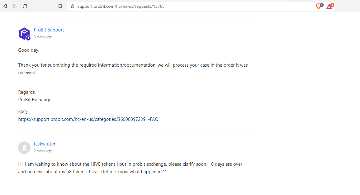 probit exchange awful support