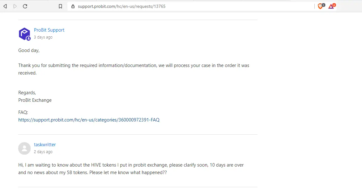 probit exchange awful support
