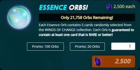 Each Essence Orb costs 25% more than a Booster Pack!
