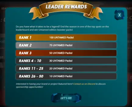 100 Untamed Boosters for 1st Place!