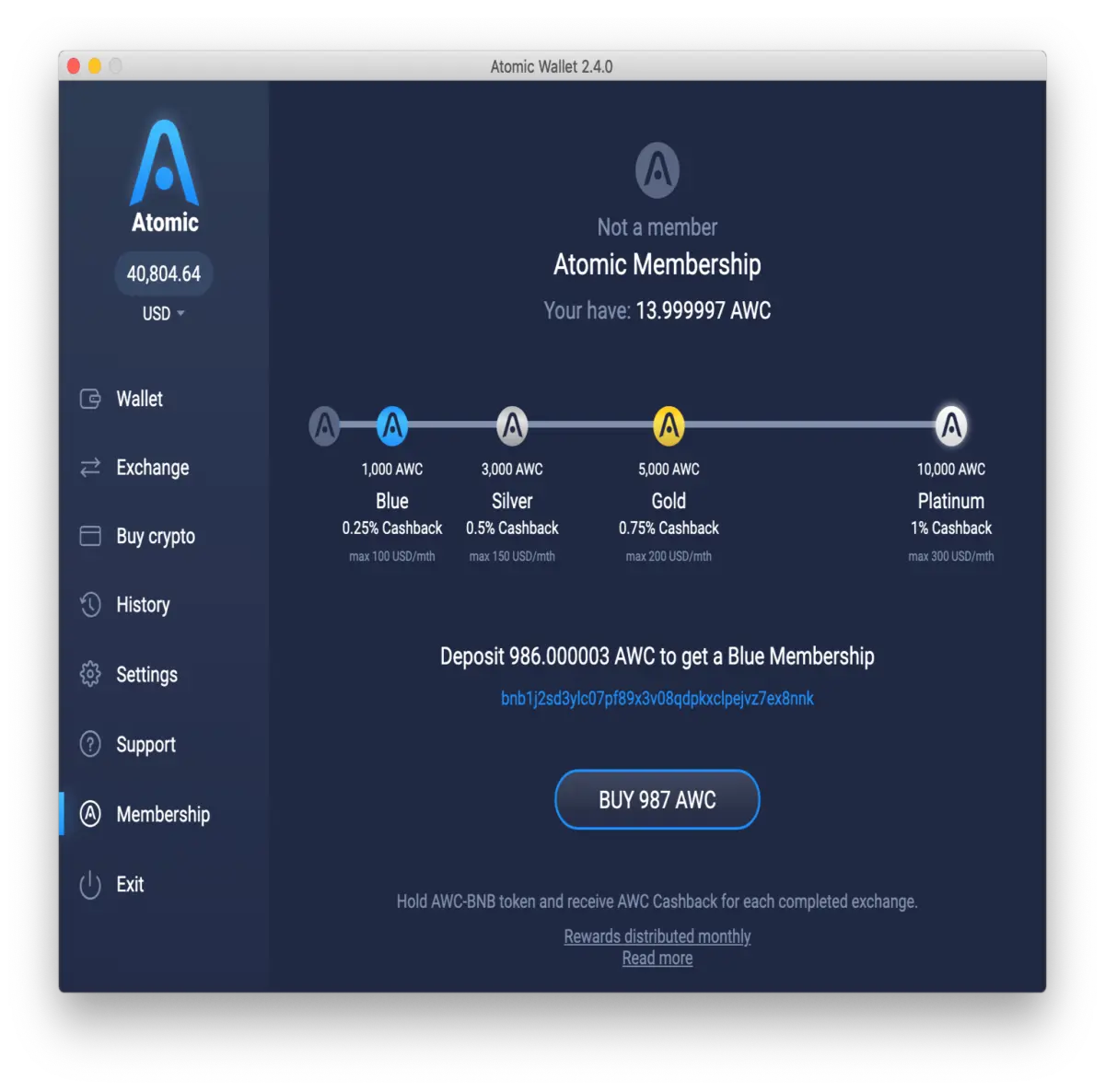 Atomic Wallet Membership