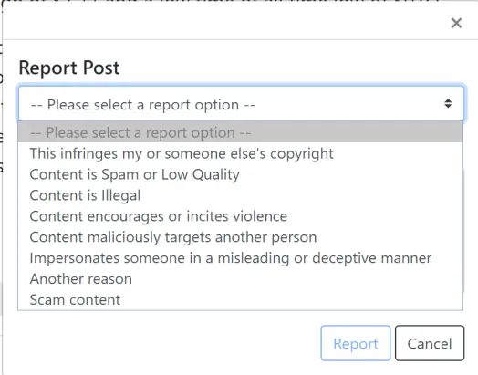 Report dialog