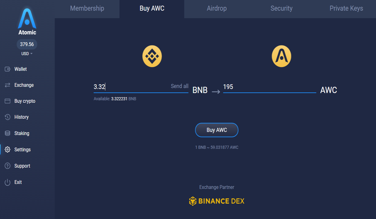 Atomic Wallet Coin (AWC) Staking