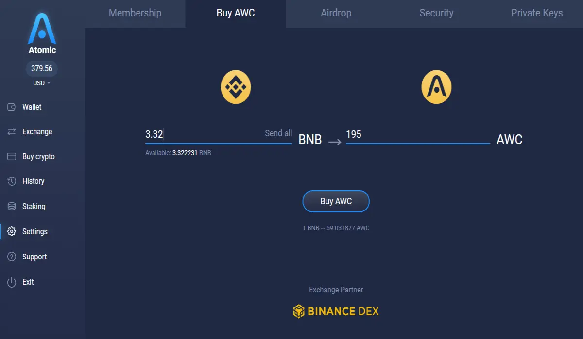 Atomic Wallet Coin (AWC) Staking