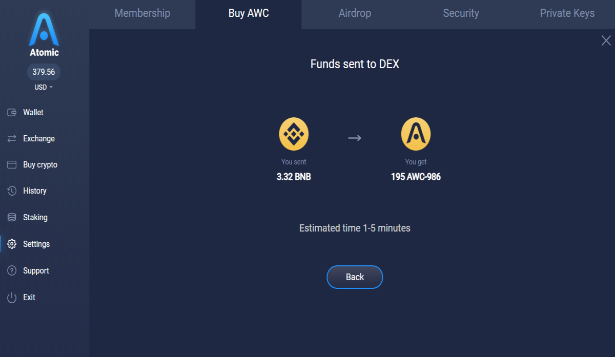 Atomic Wallet Coin (AWC) Staking