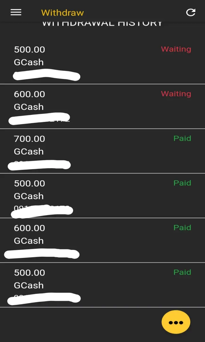 Cash out history