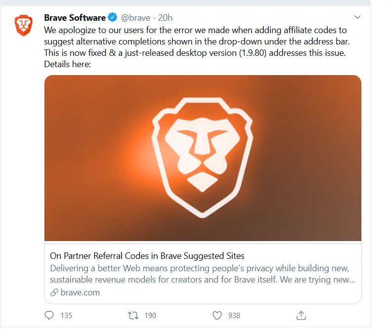 twitter Brave
