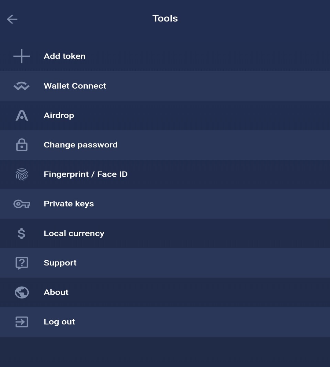 Atomic Wallet Settings