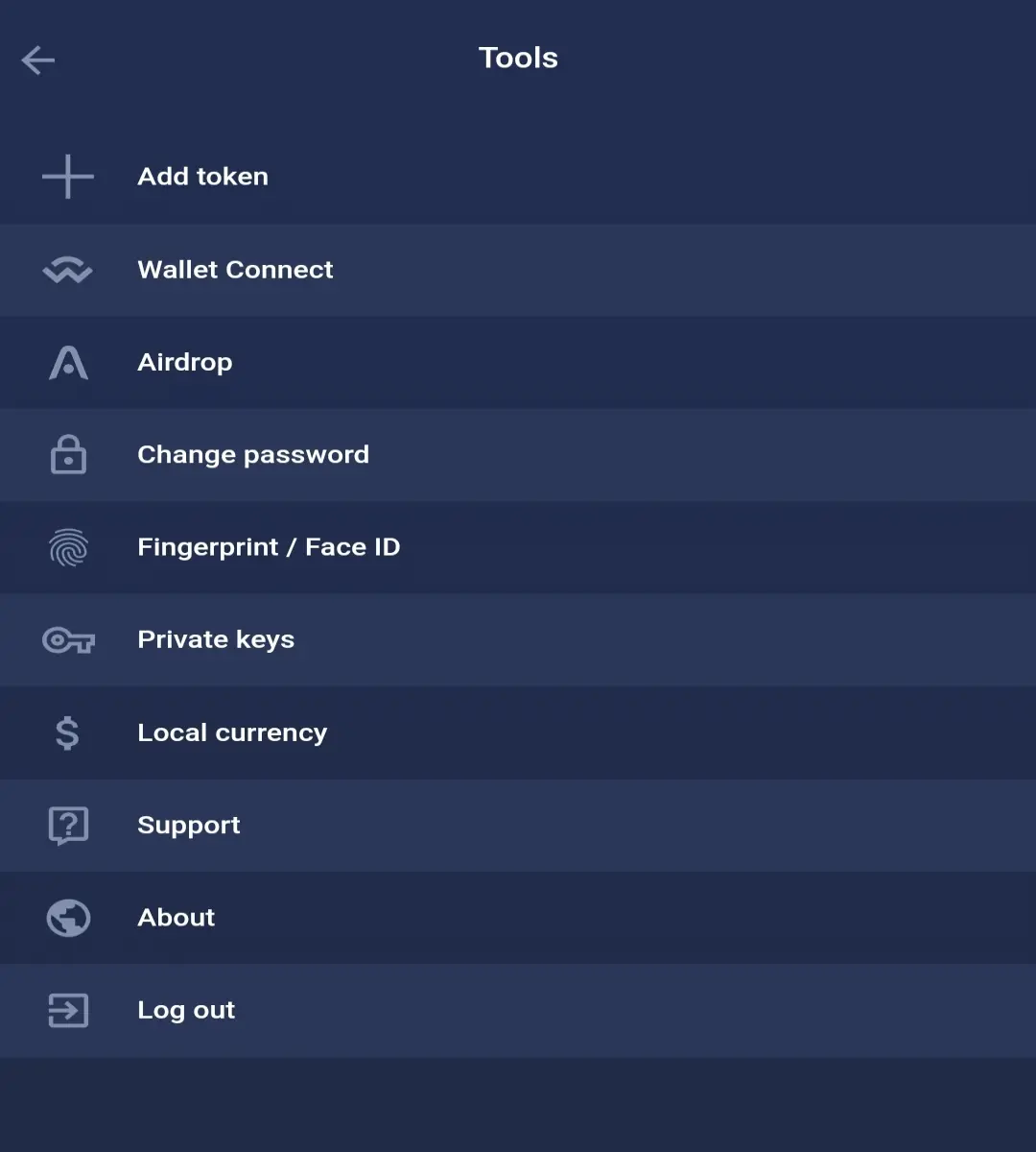 Atomic Wallet Settings