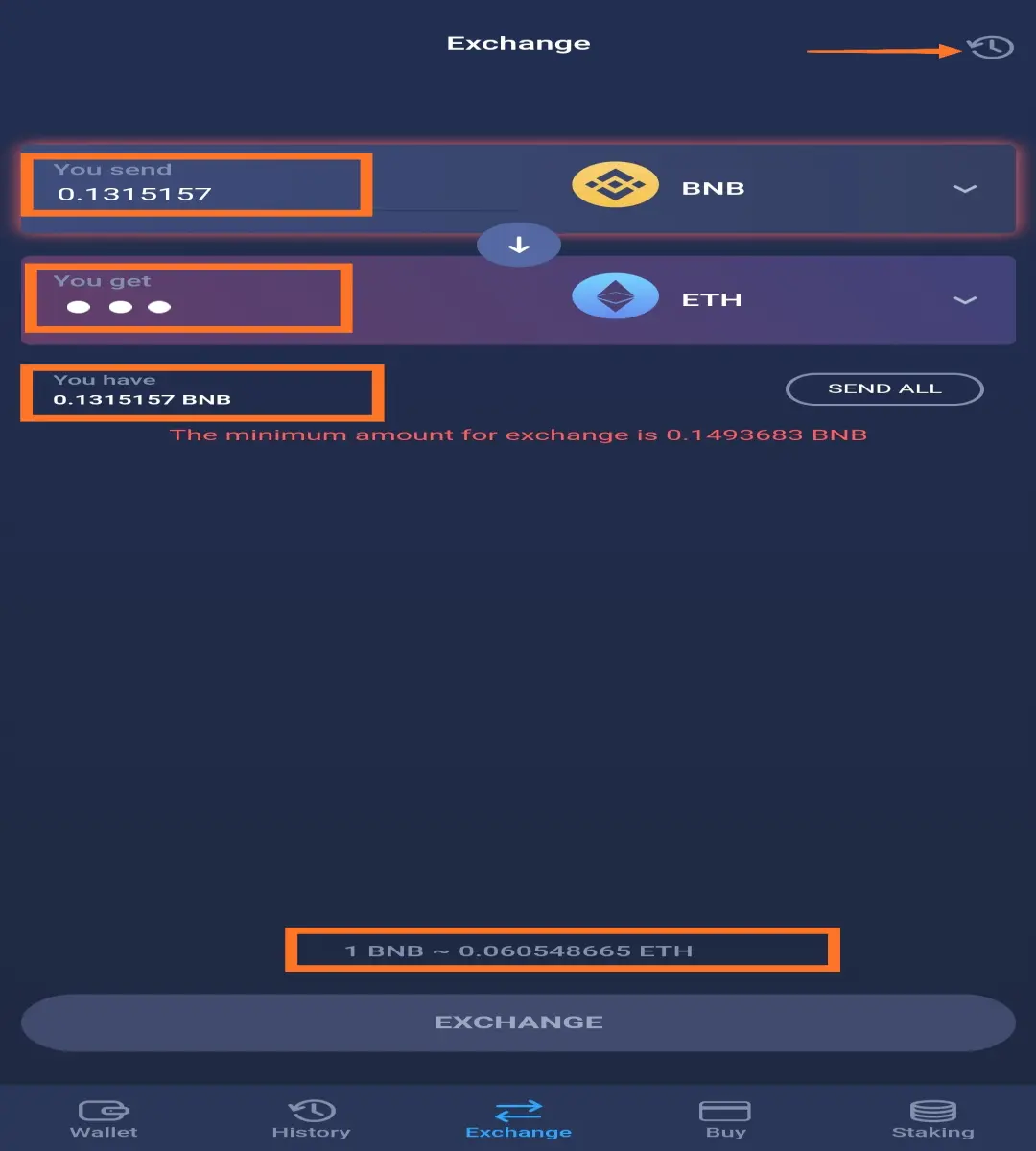 Atomic Wallet Exchange Tab