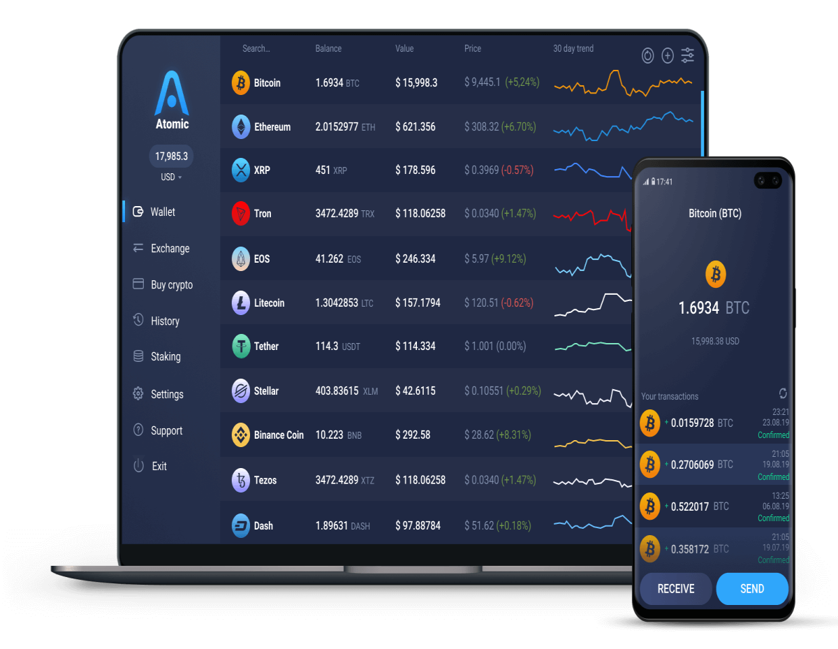 Atomic Wallet on PC & Mobile Device.
