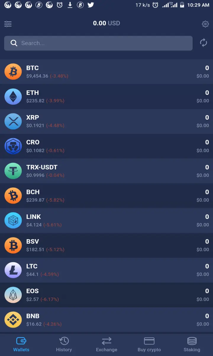 Wallet front page